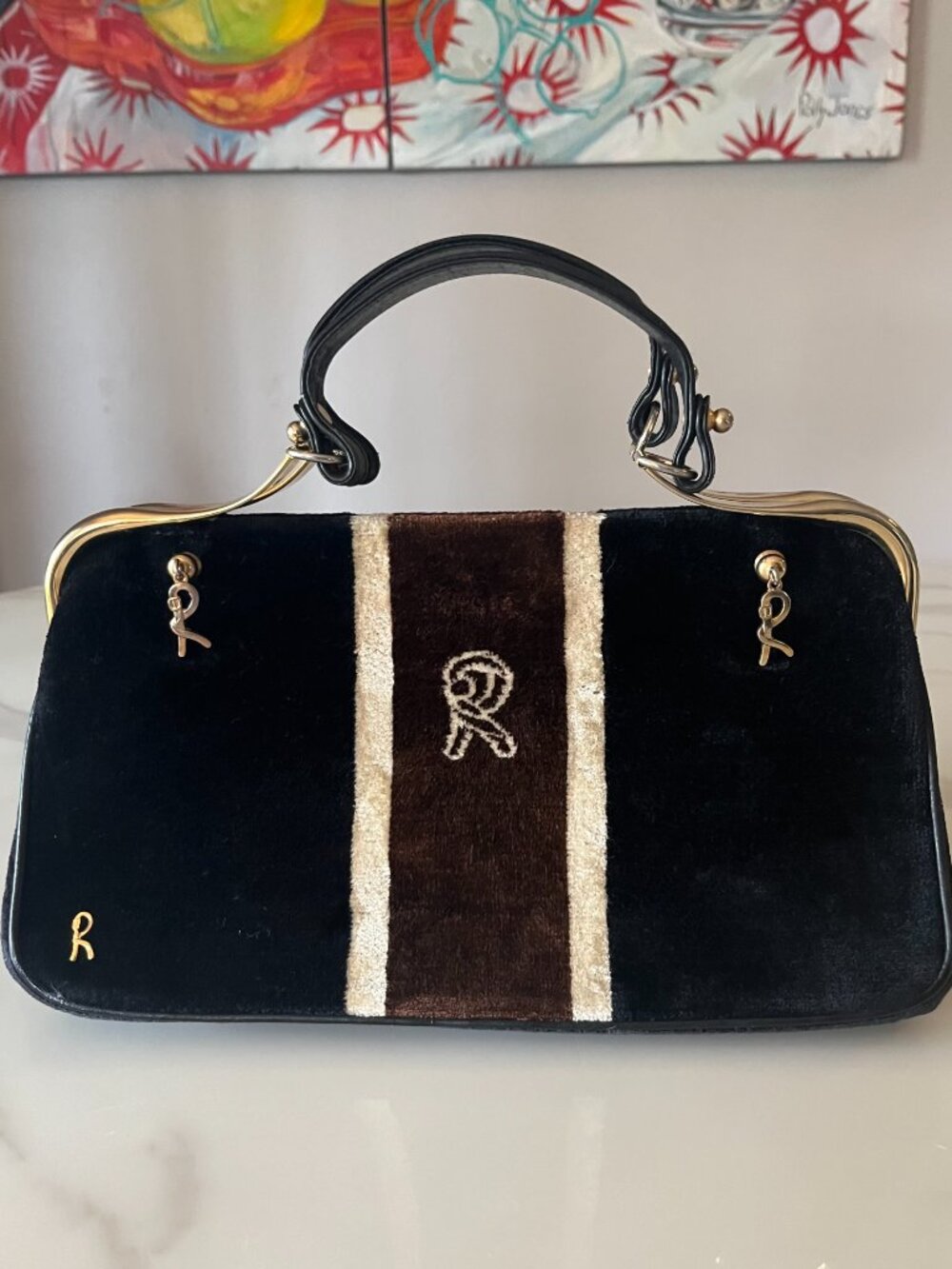 Roberta di Camerino Bagonghi Velvet Vintage Frame Bag